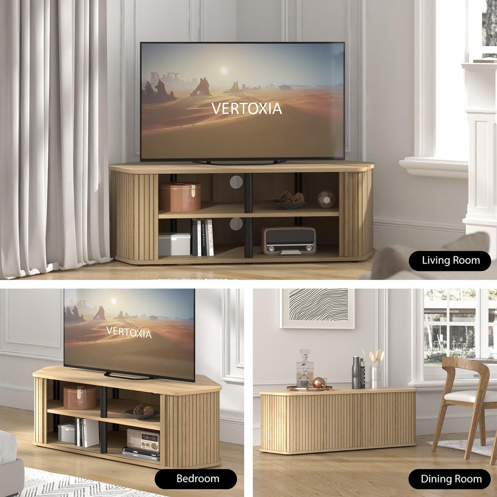 43 Inch Corner TV Stand with Sliding Tambour Door Y34245