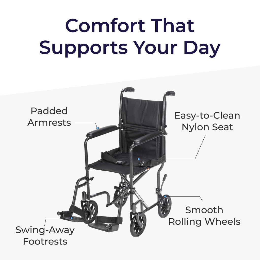 Folding Transport Wheelchair with Swing-Away Footrest I907