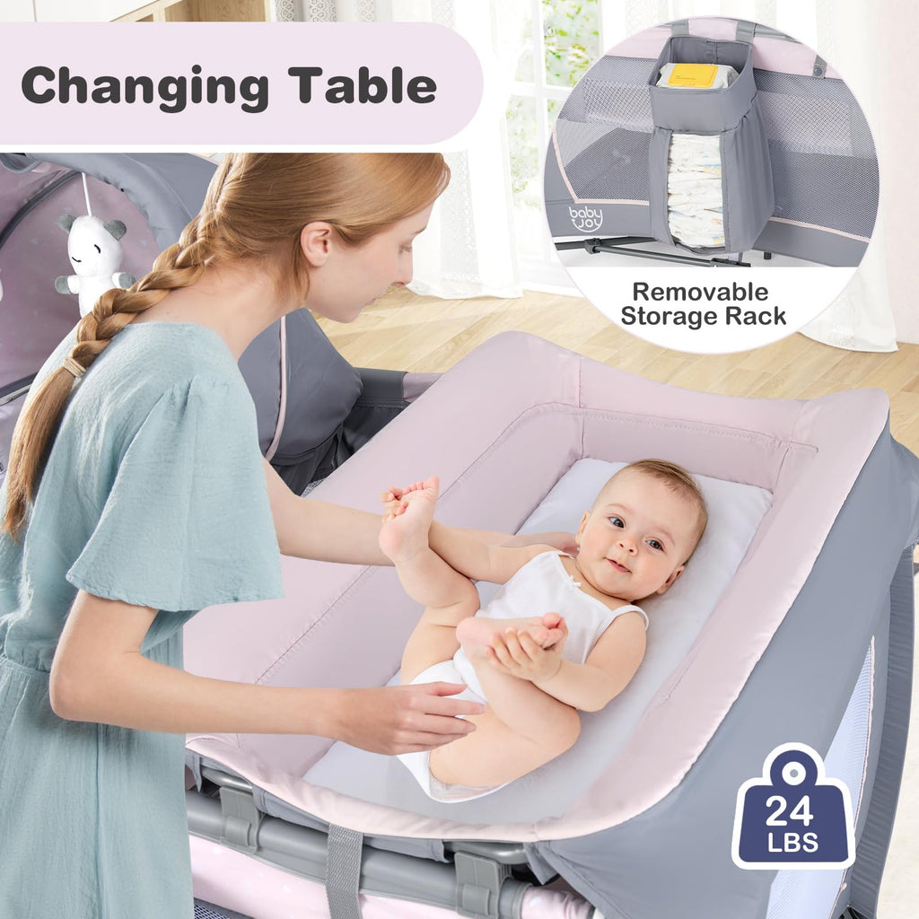 5 in 1 Pack and Play with Bassinet and Diaper Changing Table S5634