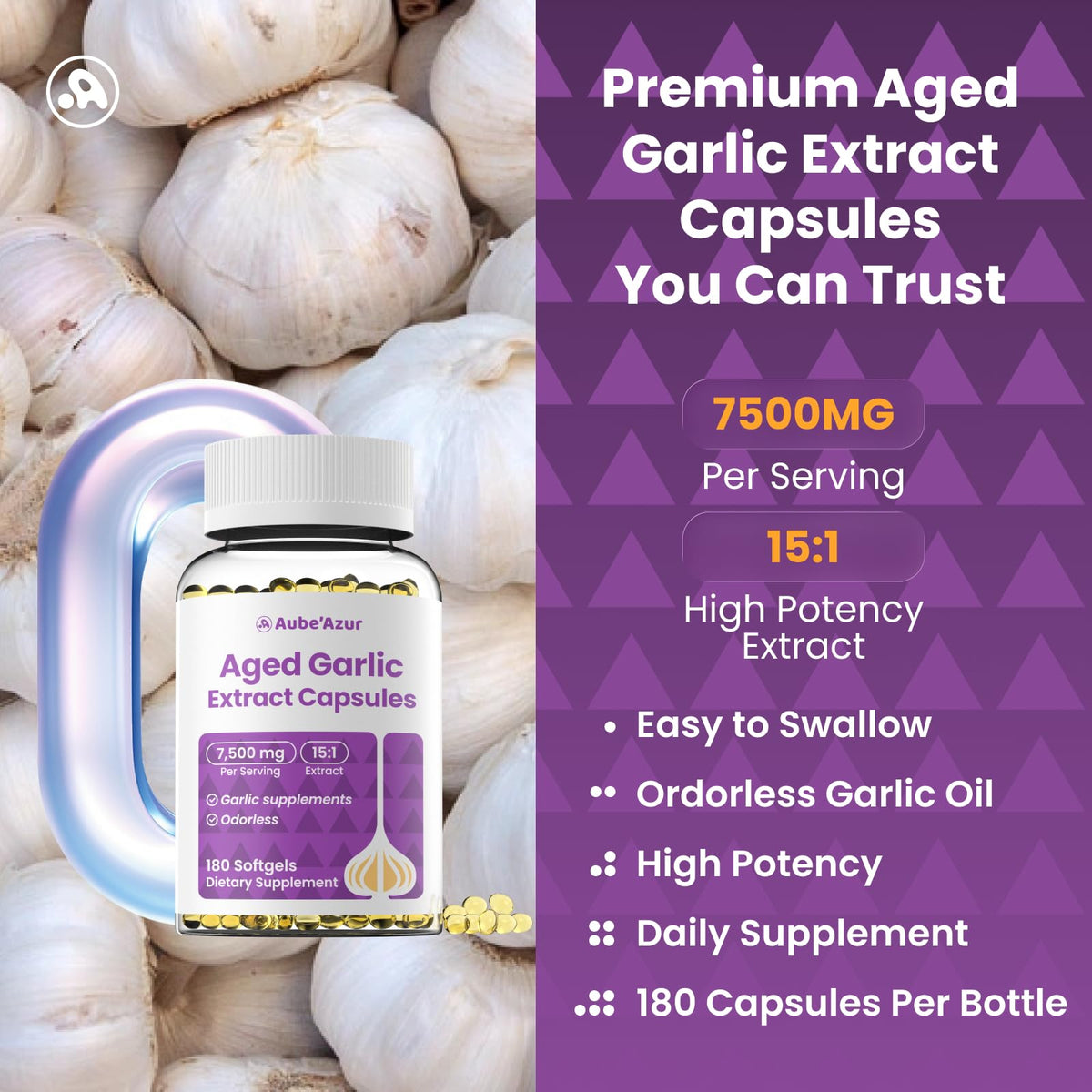 Aged Garlic Extract Capsules 7500mg 180 Softgels W650