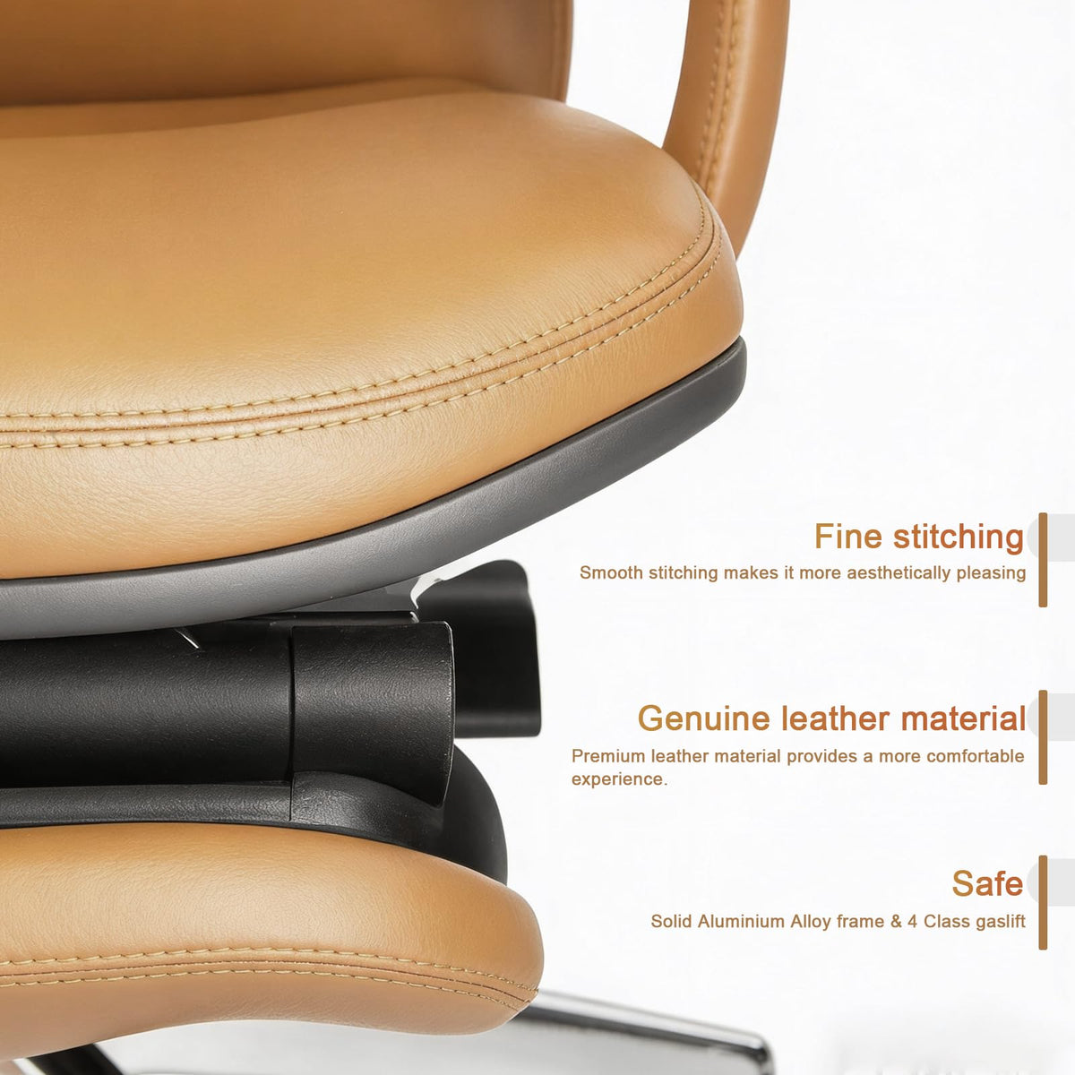Ergonomic Genuine Leather Office Chair with Footrest O4365