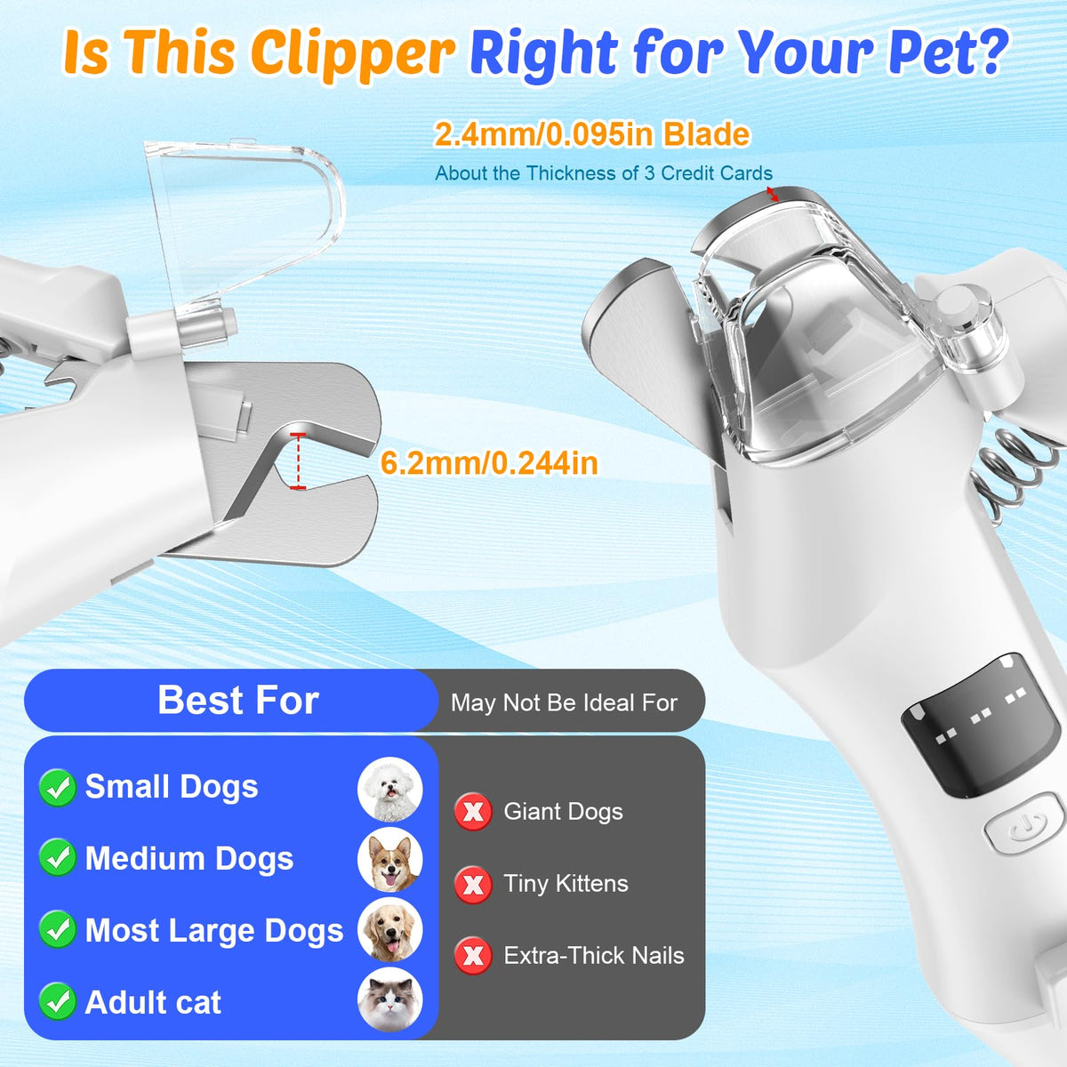 2-in-1 Dog Cat Nail Clippers and Grinder with Light A784
