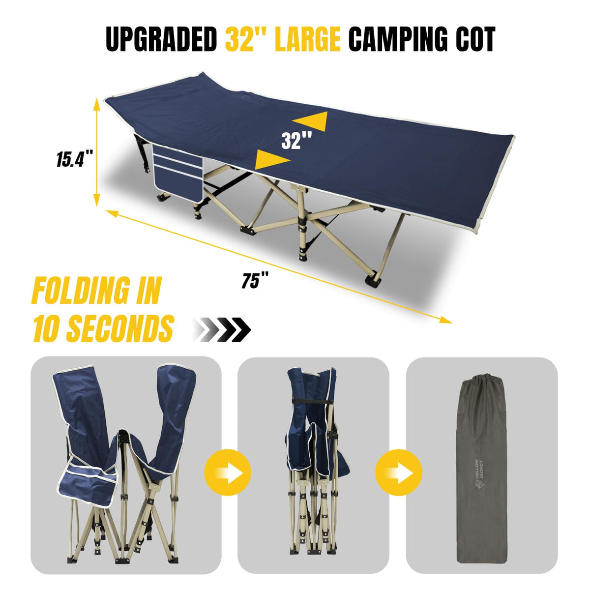 Folding Camping Cot with Mattress and Carry Bag C10218