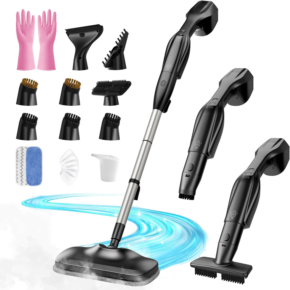 Heavy Duty Detachable Steam Mop Cleaner with 17 Accessories W190745