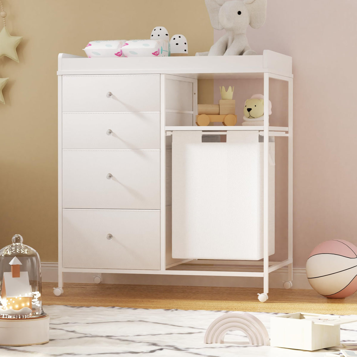 32.6" Baby Changing Station with 4 Wheels H4015