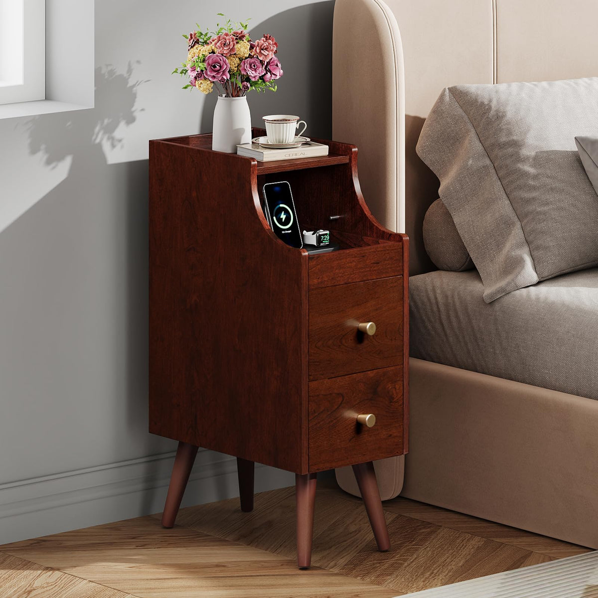 Slim Narrow Nightstand with Drawer S6740