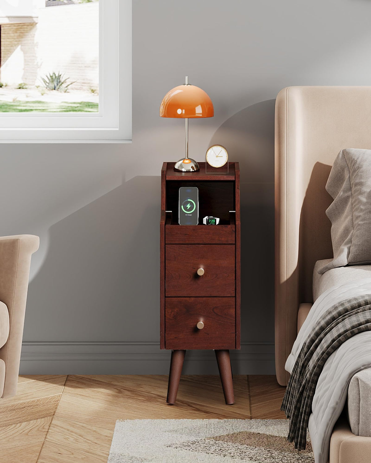 Slim Narrow Nightstand with Drawer S6740