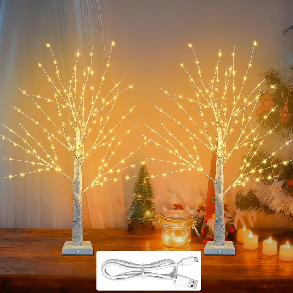 24 Inch LED Birch Tree 2 Pack V1710