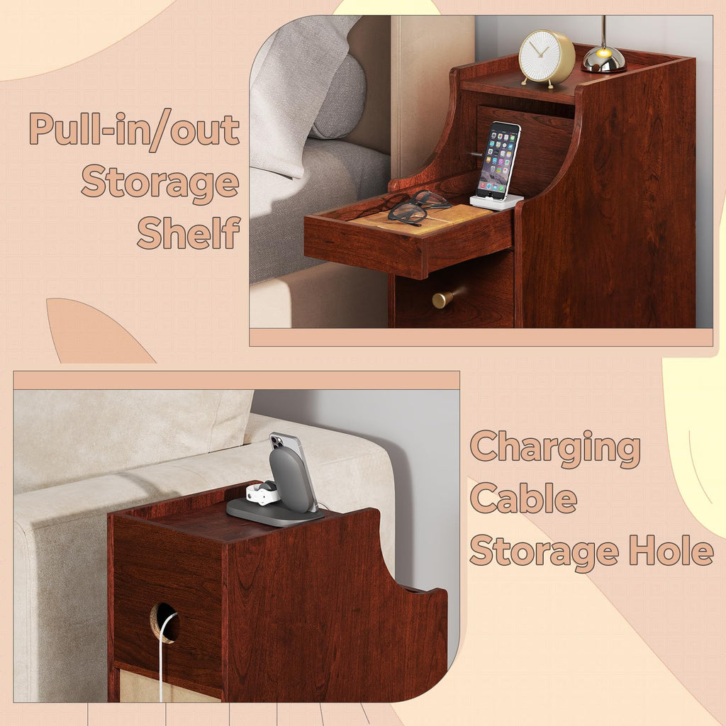 Slim Narrow Nightstand with Drawer S6740