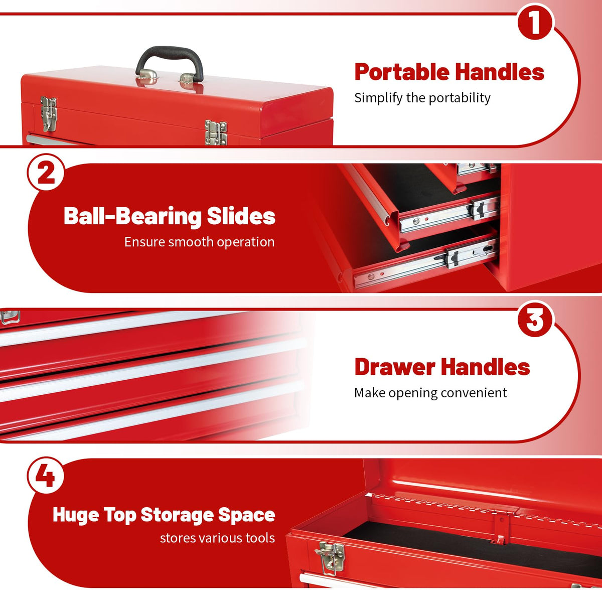 20.5-Inch Metal Tool Box with 3 Drawers G54392