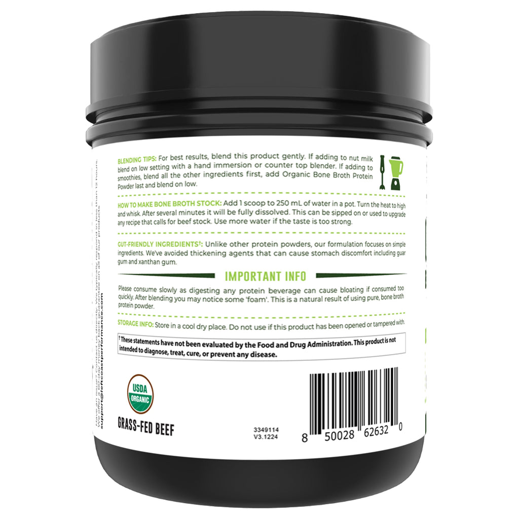 Organic Grass Fed Beef Bone Broth Protein Powder 16oz S5468