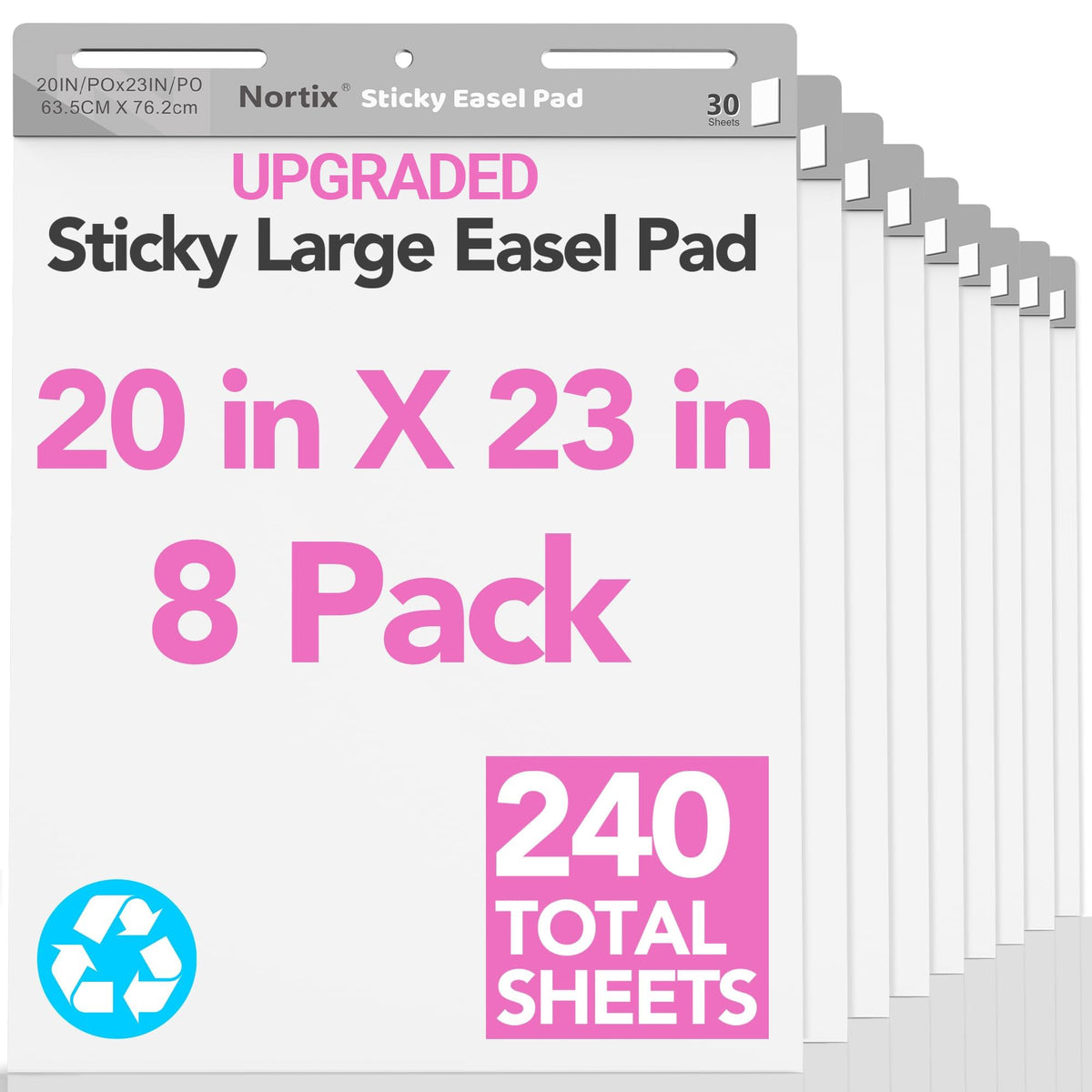 Sticky Easel Pads, 20 x 23 inch, 30 Sheets/Pad, 8 Pads W8935