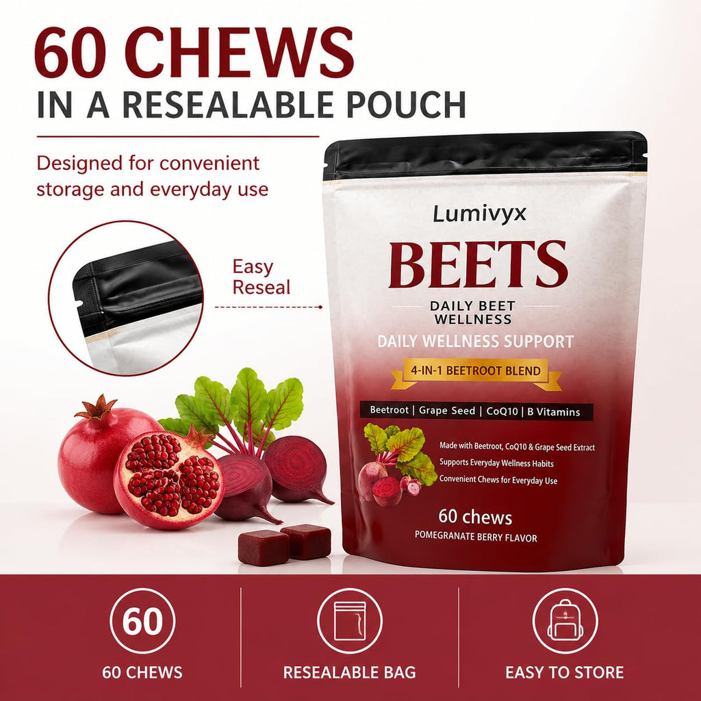 Beet Chews with Grape Seed Extract & CoQ10, 60 Chews X441