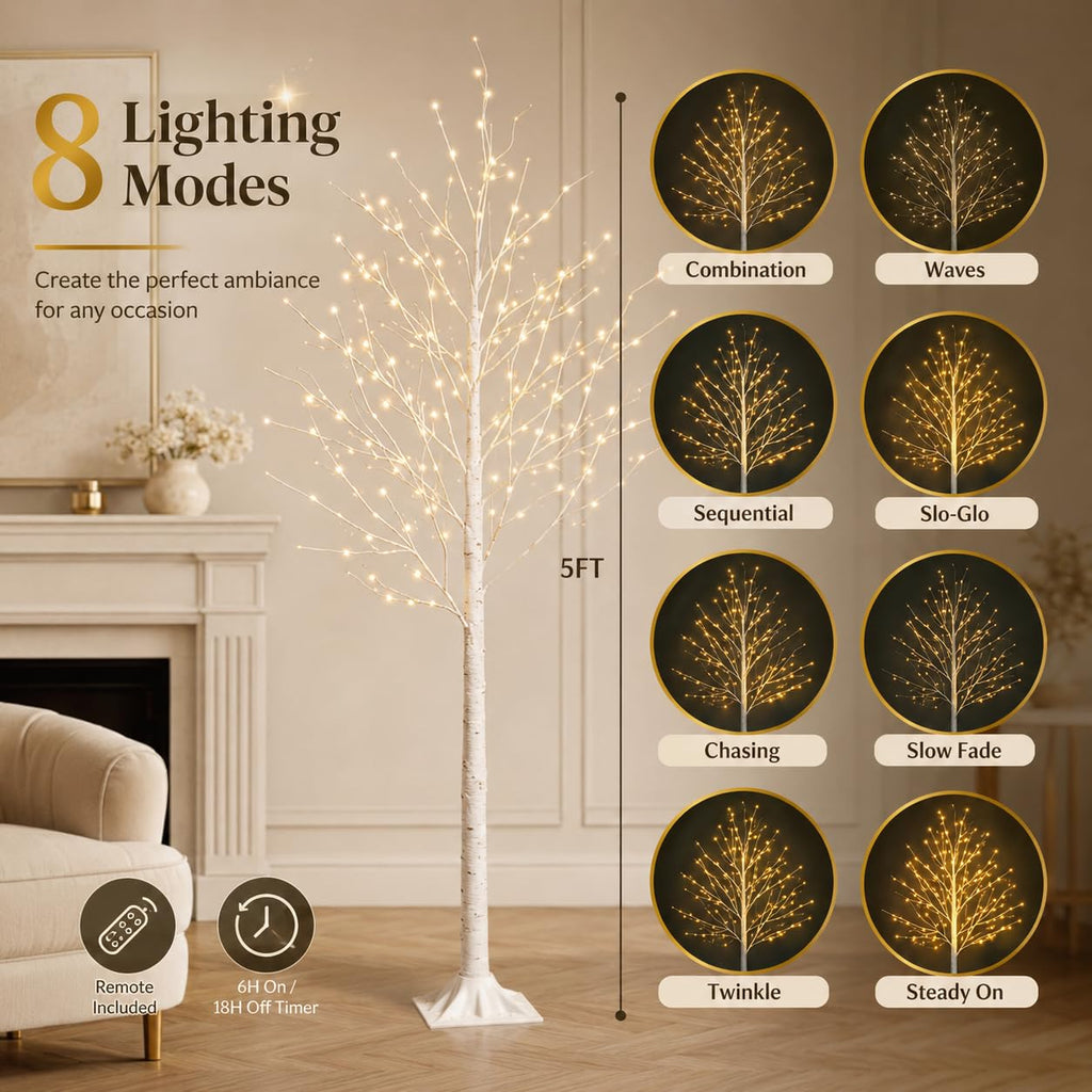 5FT Birch Tree with Lights U28118