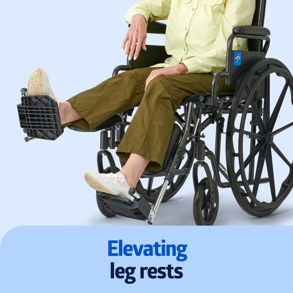 Lightweight Wheelchair with Swing-Back Desk-Length Arms and Elevating Leg Rests H555