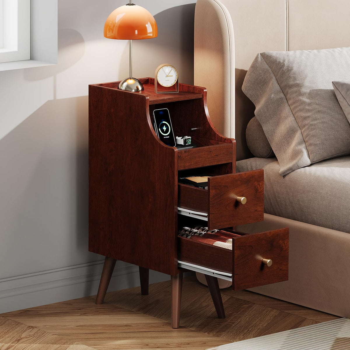 Slim Narrow Nightstand with Drawer S6740
