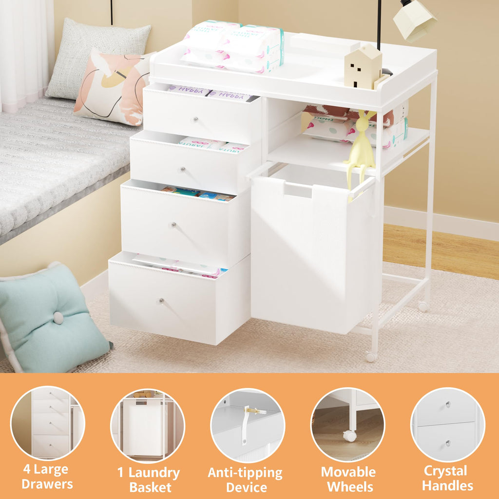 32.6" Baby Changing Station with 4 Wheels H4015