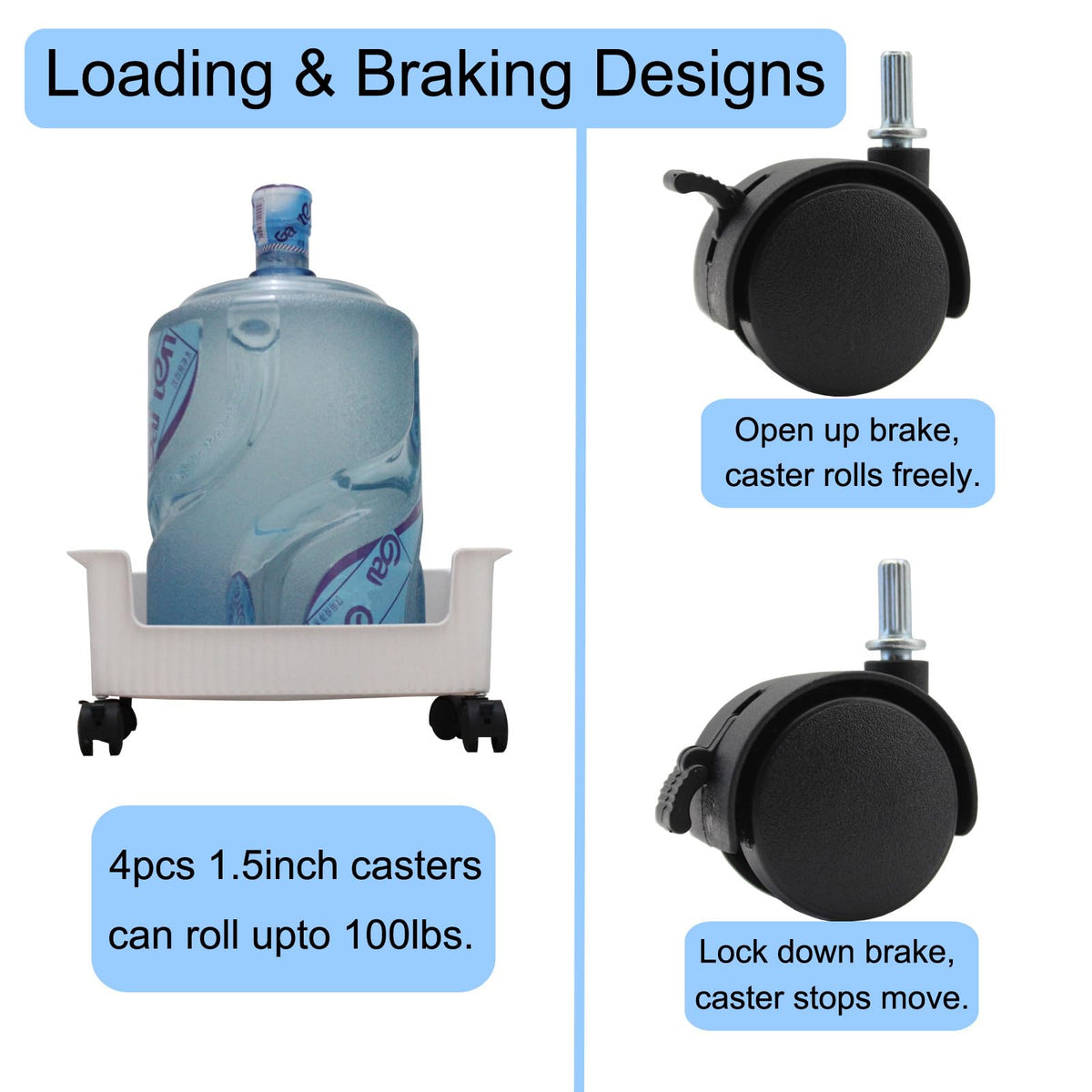 1.5 Inch Locking Swivel Caster Wheels 4 Pack R763