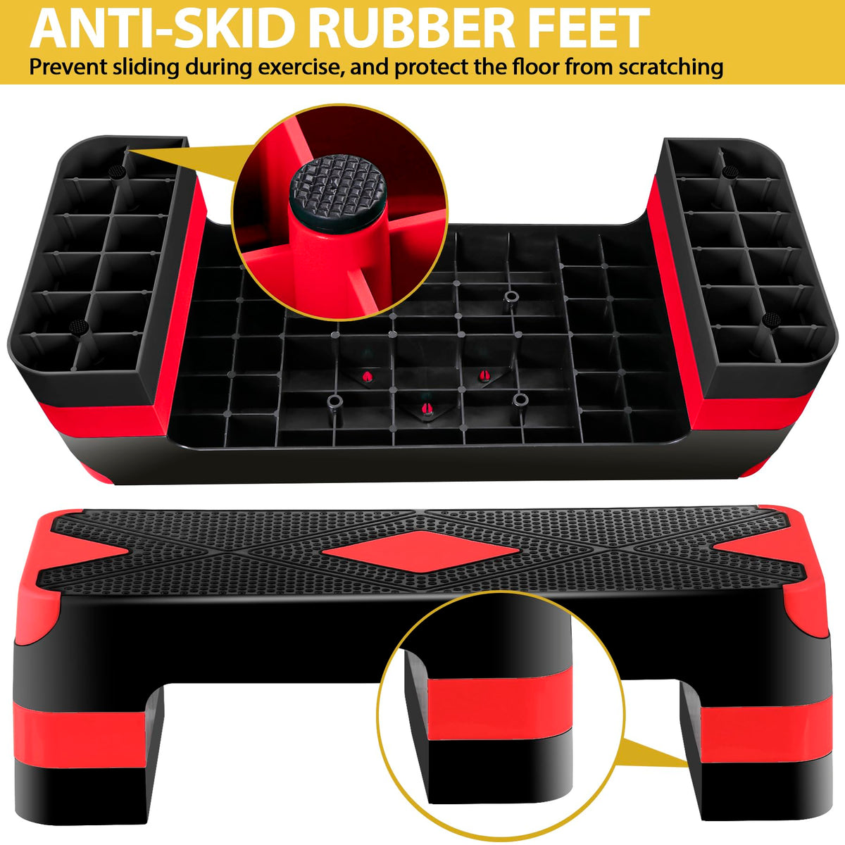 27'' Adjustable Non-Slip Aerobics Stepper with 4 Risers M457961