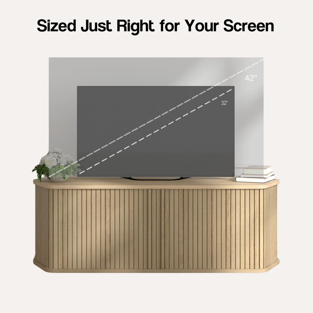 43 Inch Corner TV Stand with Sliding Tambour Door Y34245