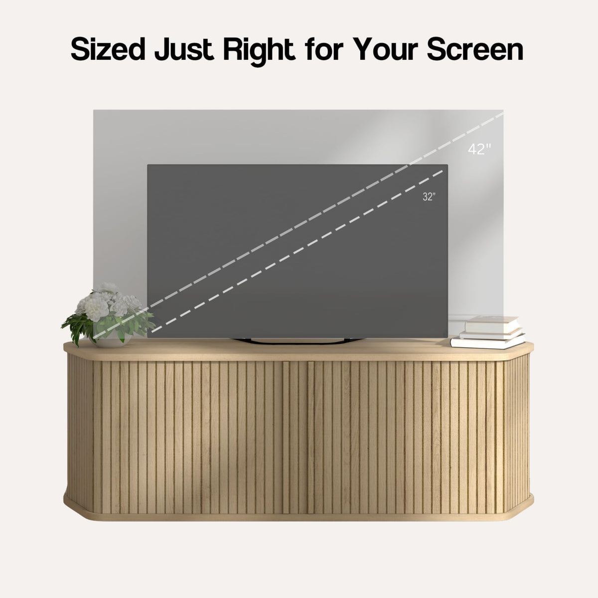 43 Inch Corner TV Stand with Sliding Tambour Door Y34245