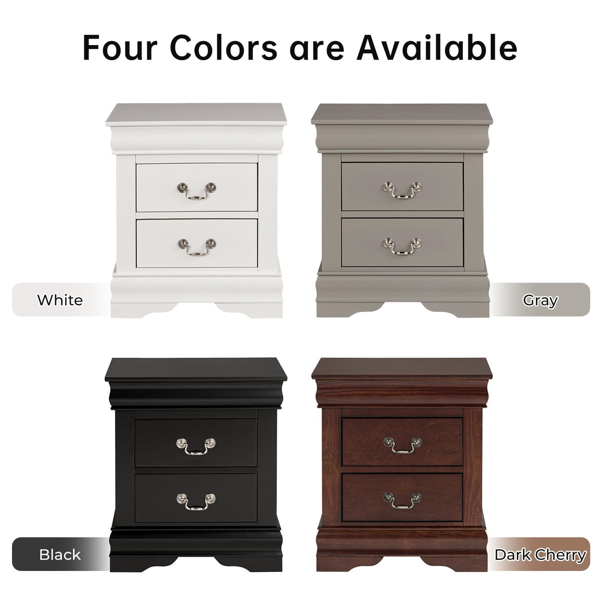 Cherry Wood Nightstand Set of 2 with 2 Drawers V694923