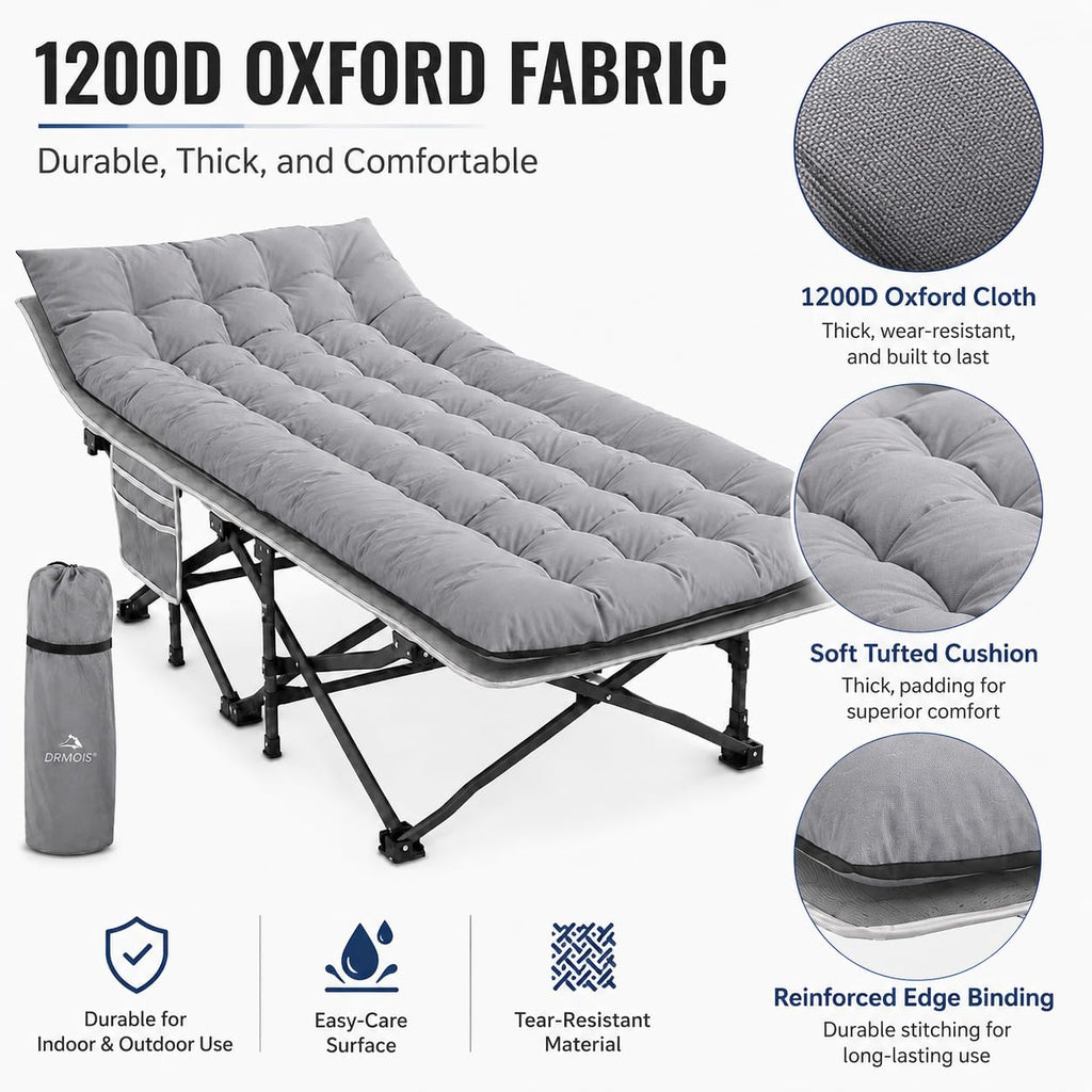 Oversized Portable Foldable Camping Cot with Sleeping Pad W7064
