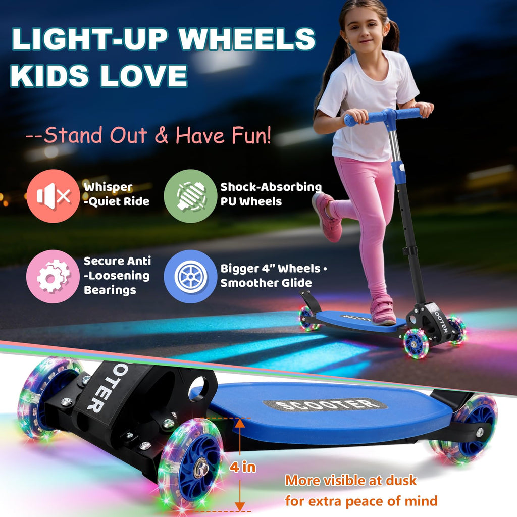 Kids 2-7 Age Light up 3 Wheels Folding Kick Scooter V451