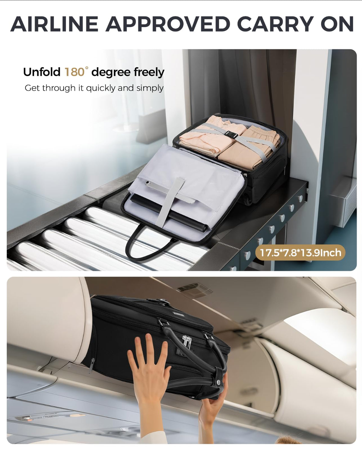 Black 17.3 In Rolling Laptop Bag with Wheels Y8948