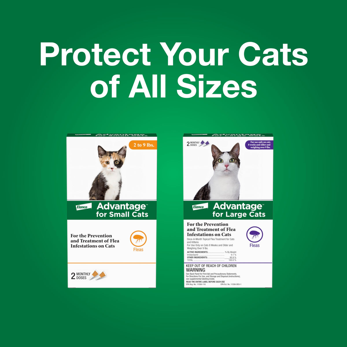 Topical Cat Flea Treatment and Prevention for Small Cats 2-9 lbs K1620