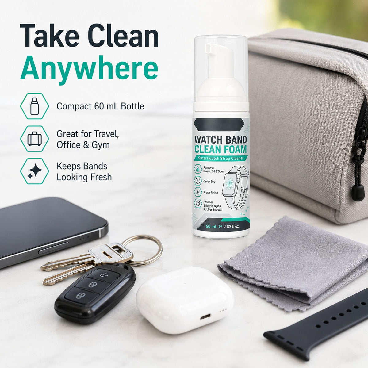 Foam Cleaner Spray for Watch Strap 60ml with Towel H465