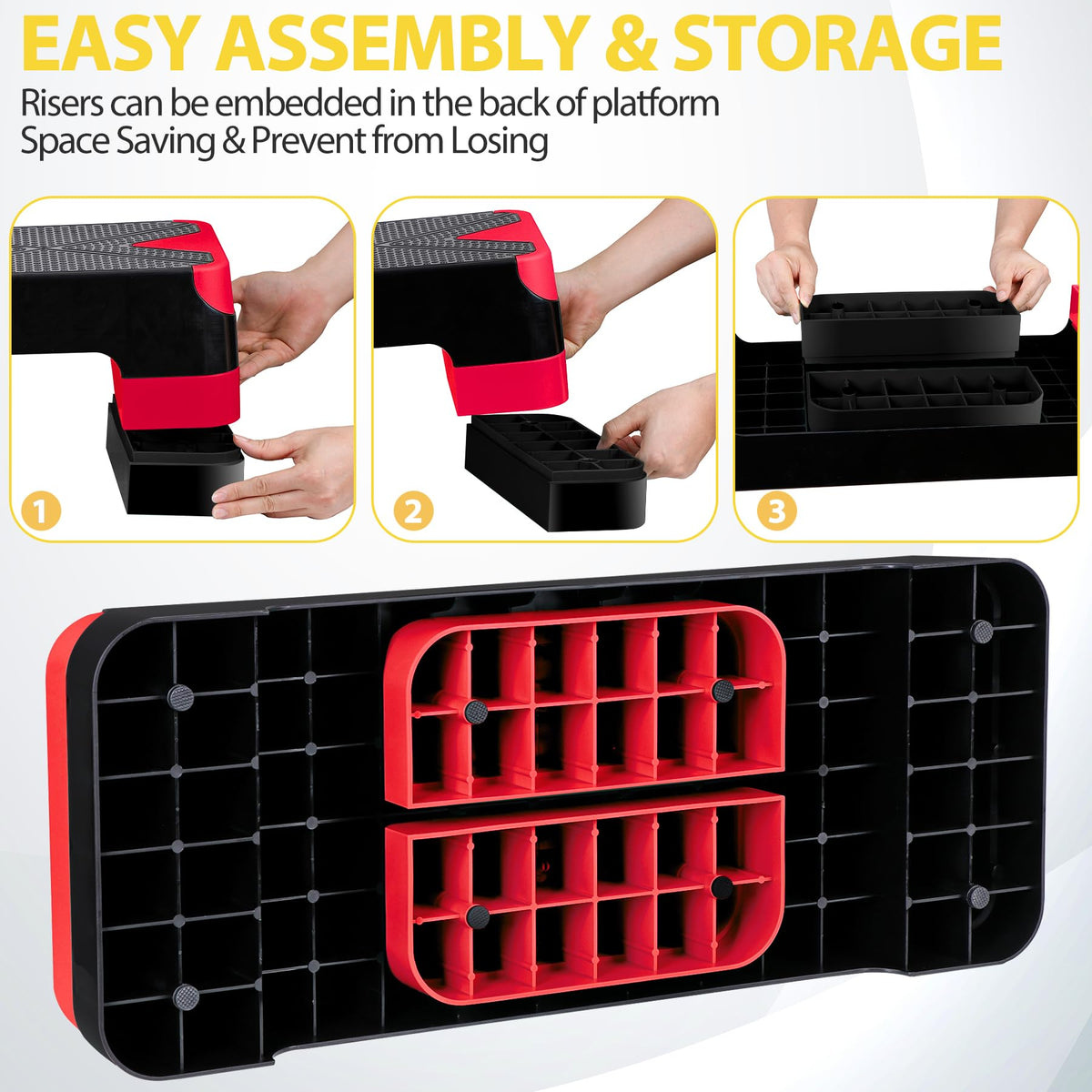 27'' Adjustable Non-Slip Aerobics Stepper with 4 Risers M457961