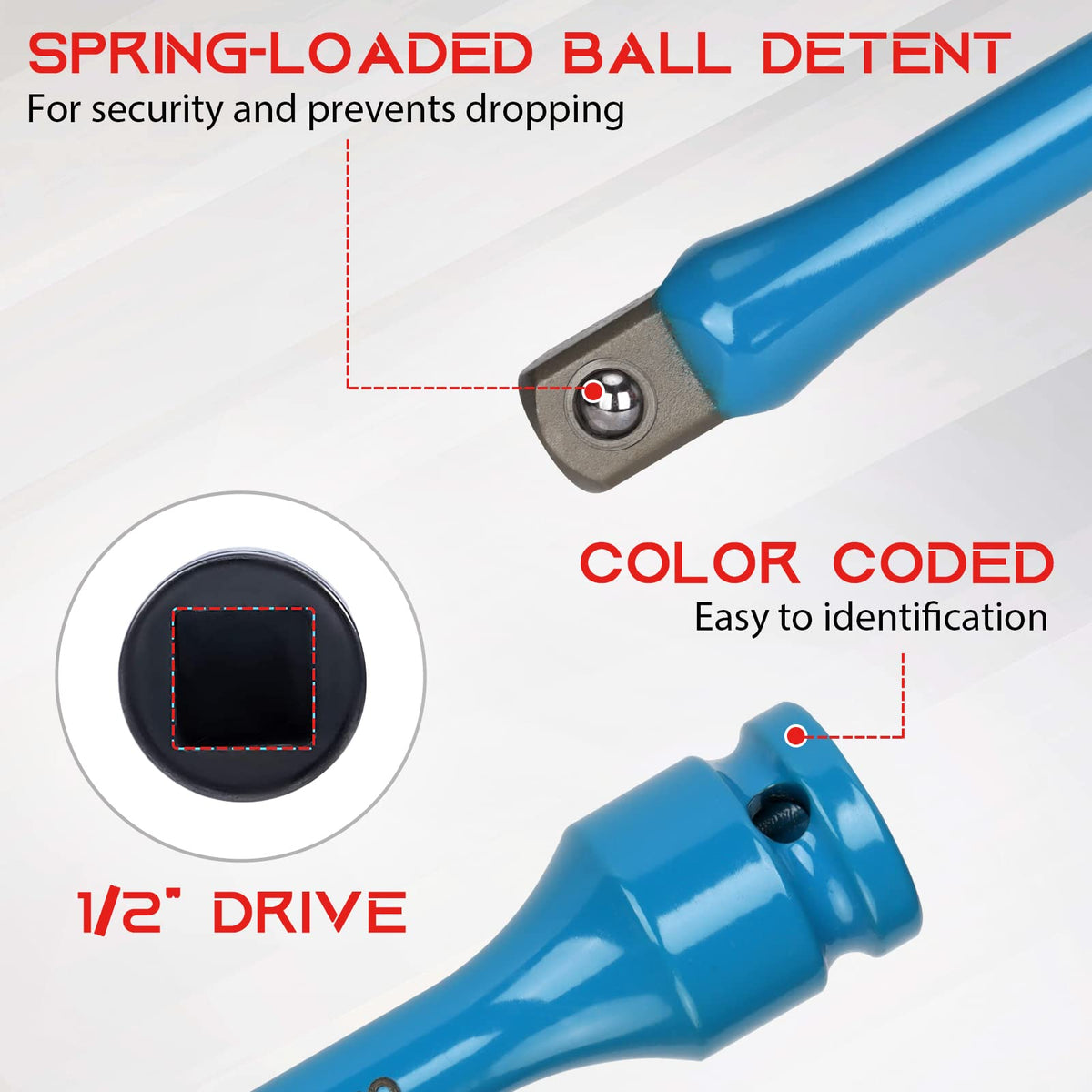 1/2" Drive 5-Piece Impact Torque Limiting Extension Bar Set T67817