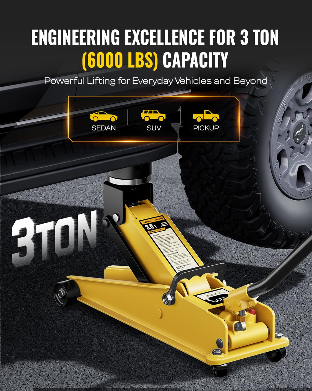 Heavy Duty 3 Ton Hydraulic Floor Jack F6219