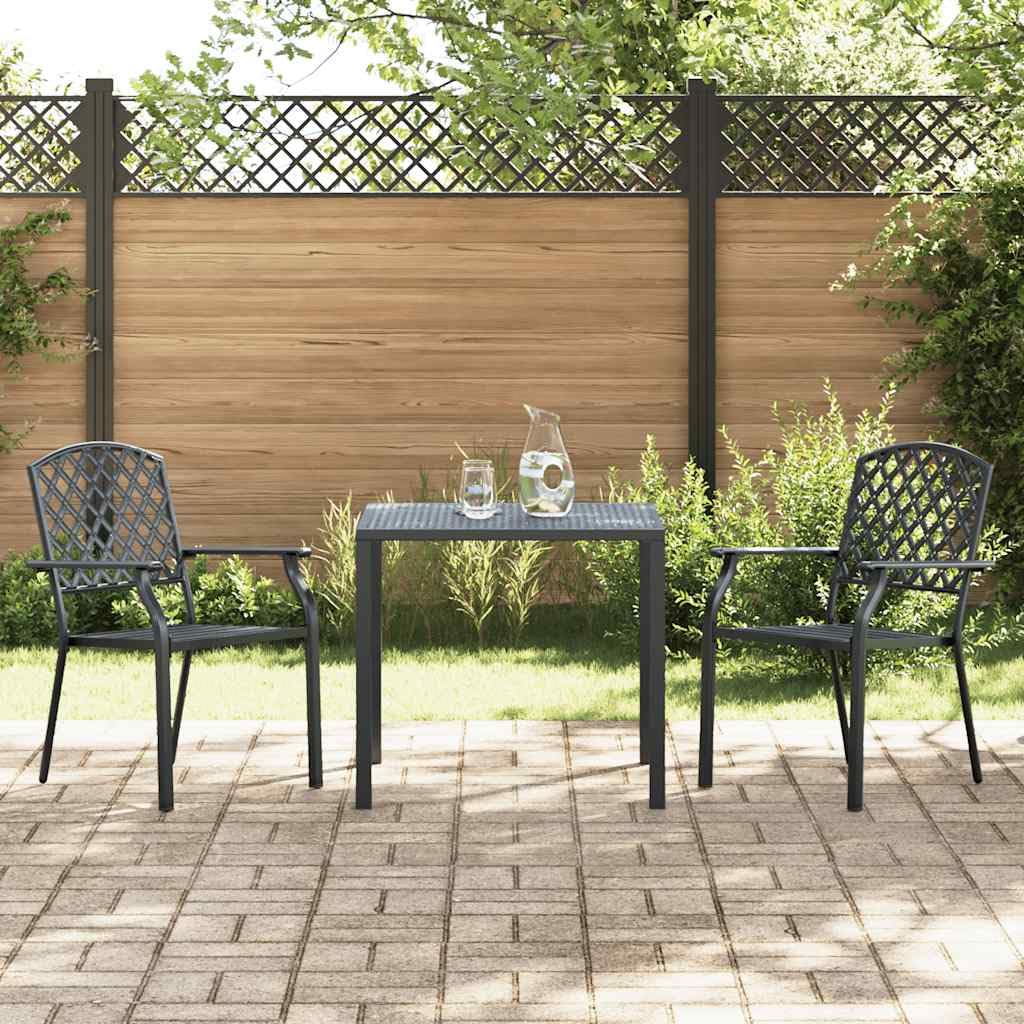 Anthracite Powder-Coated Steel Stacking Chairs Set of 2 N4214