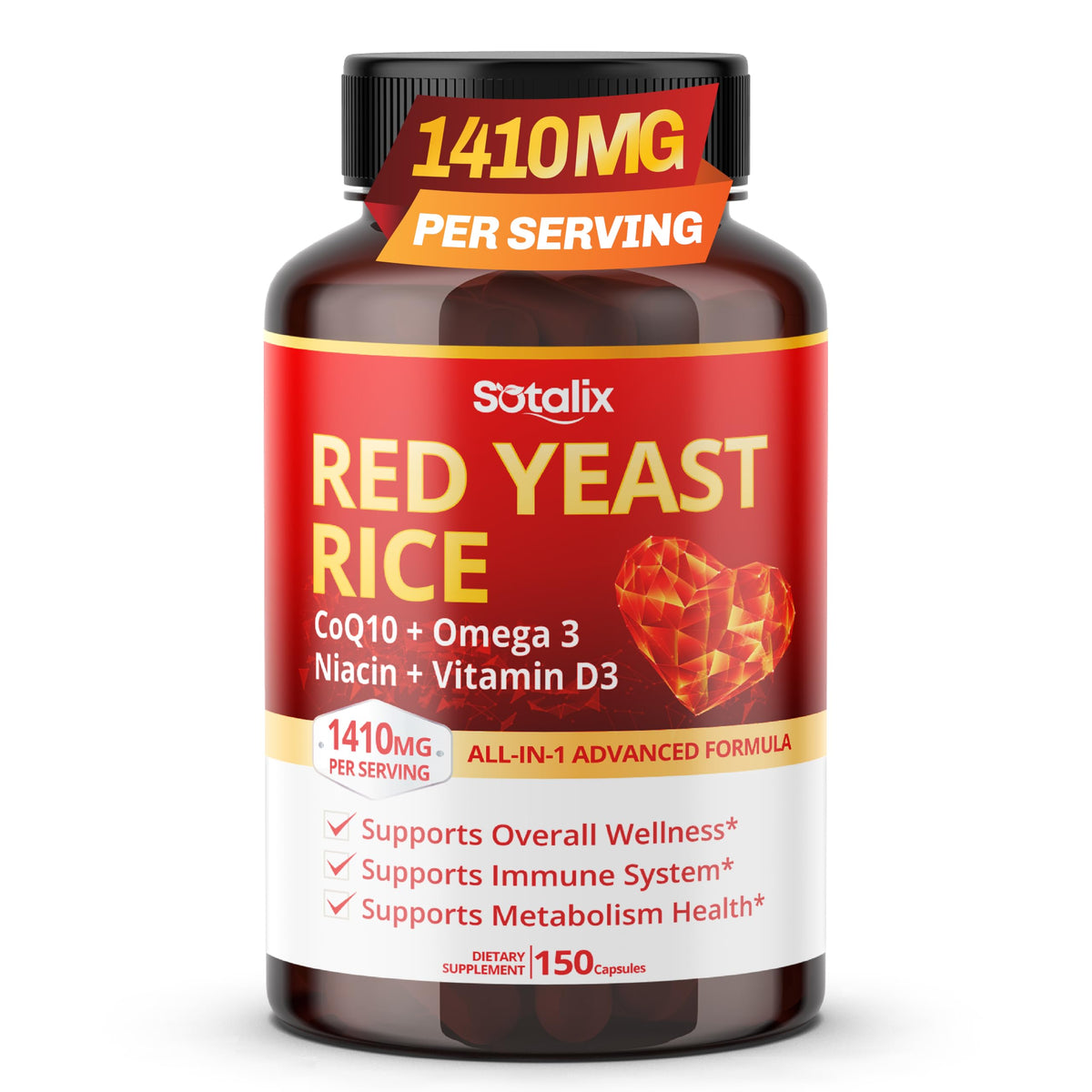 Red Yeast Rice Complex 1,410 mg 150 Capsules T932951