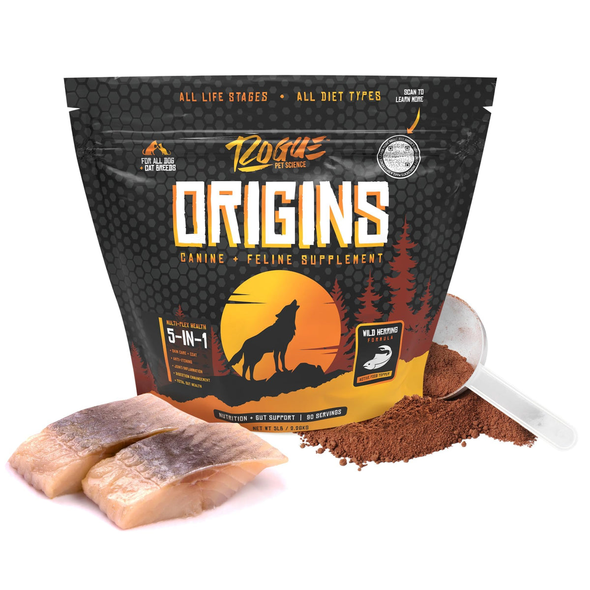 5-in-1 Dog Supplement Powdered Food Topper with Omega 3 Fish Oil 5 lbs U83567