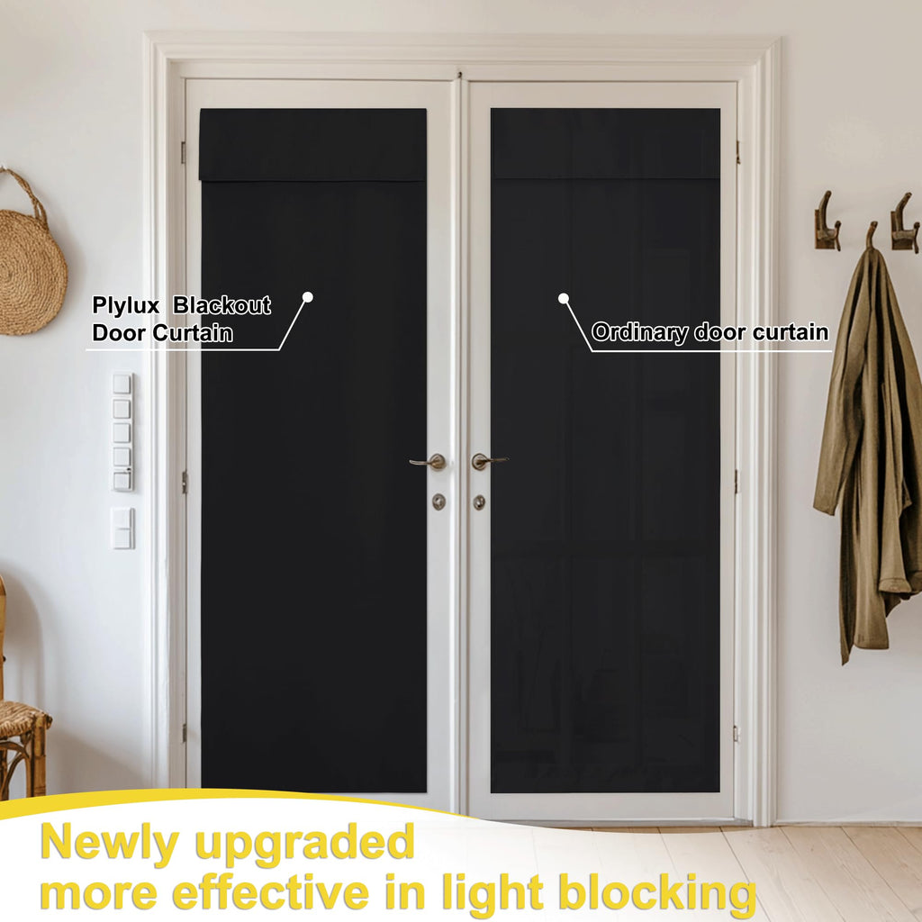 Black 100% Blackout French Door Curtains G282