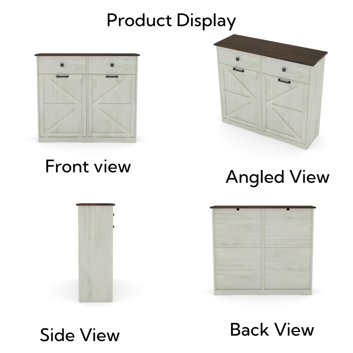 Double Tilt Out Trash Cabinet, Fits 2 10 Gallon Bins, Antique White Y804