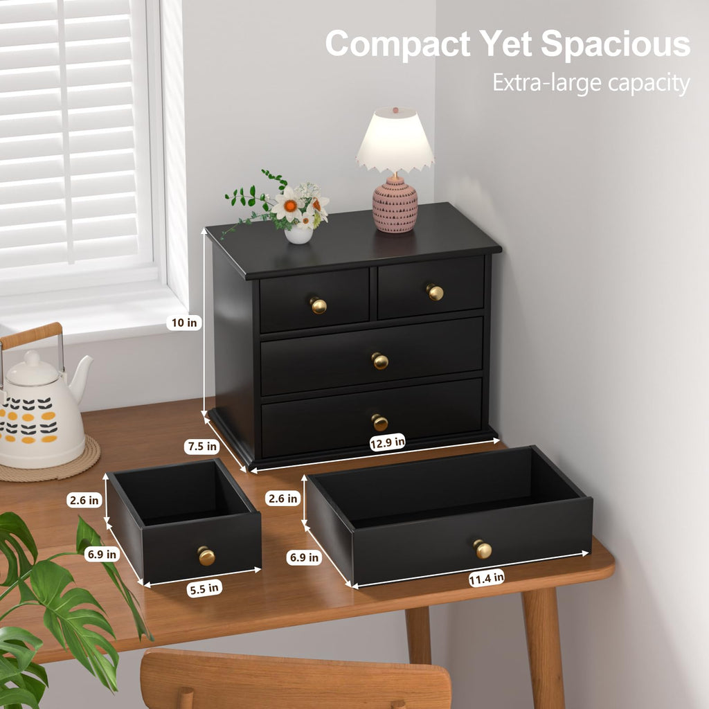 Oak Wooden Desk Organizer with Drawers A909