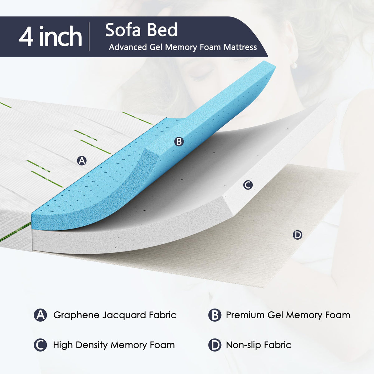White Queen Sofa Bed Mattress Replacement P574