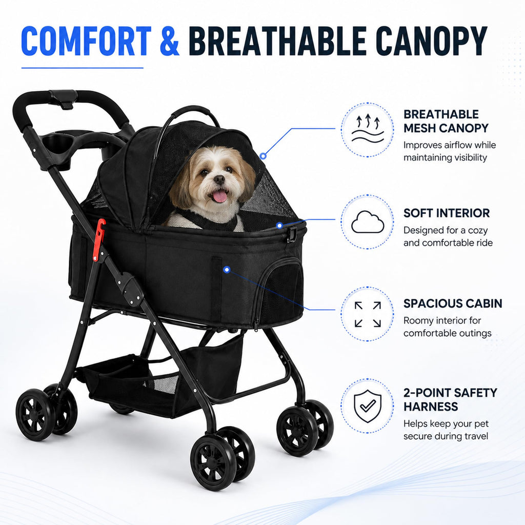 Foldable Pet Stroller with Cup Holder T392