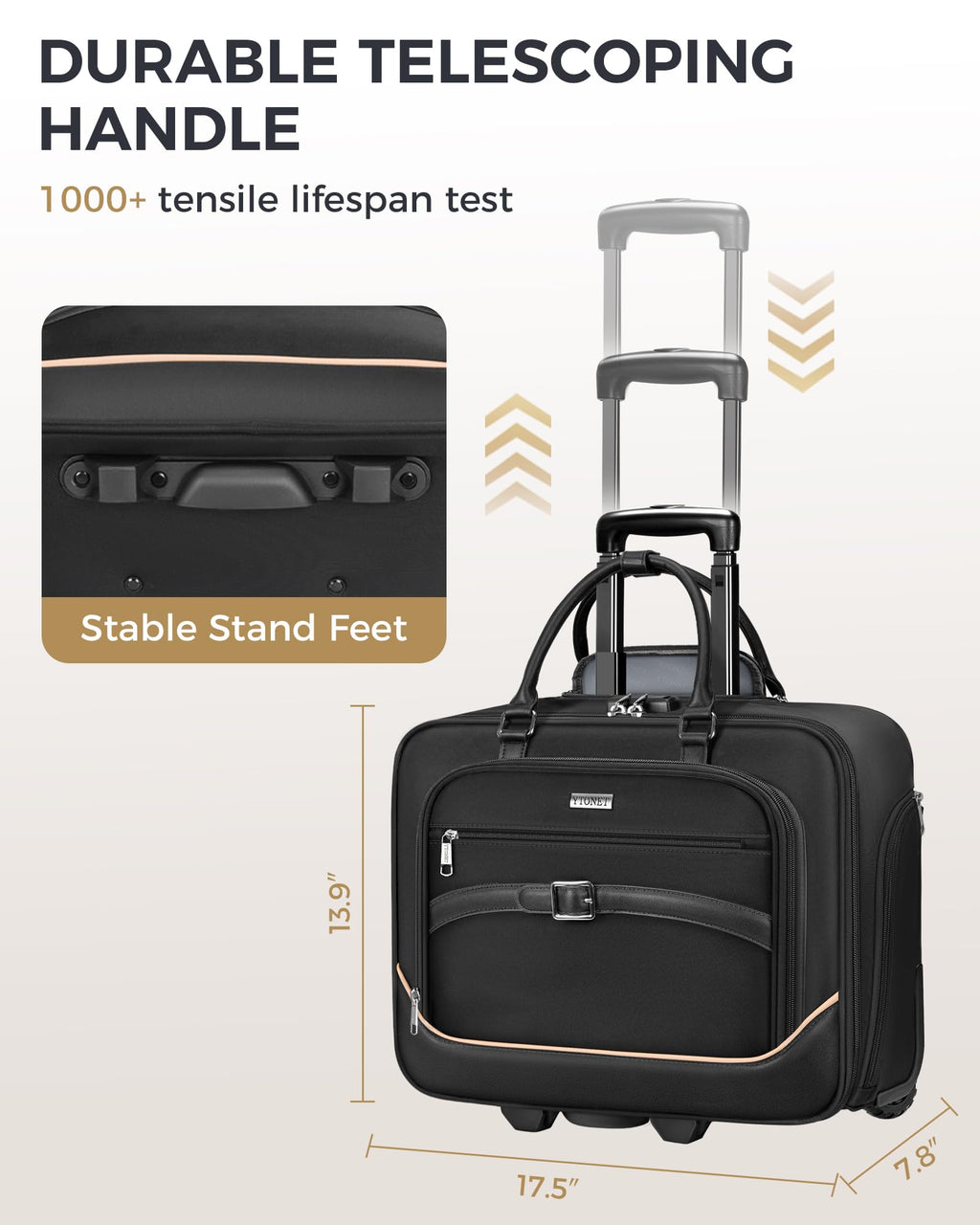 Black 17.3 In Rolling Laptop Bag with Wheels Y8948