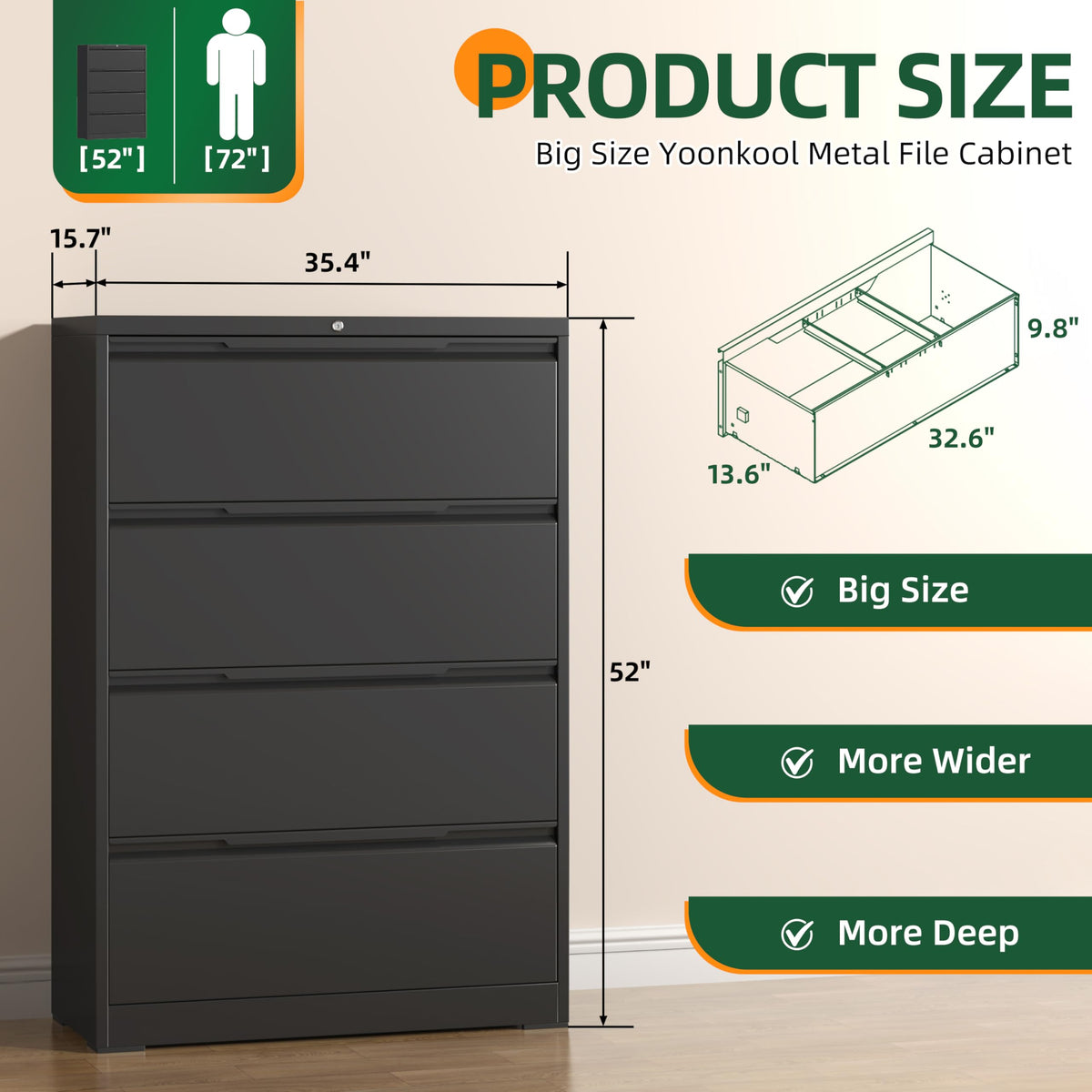 4 Drawer Metal File Cabinet with Lock T83119