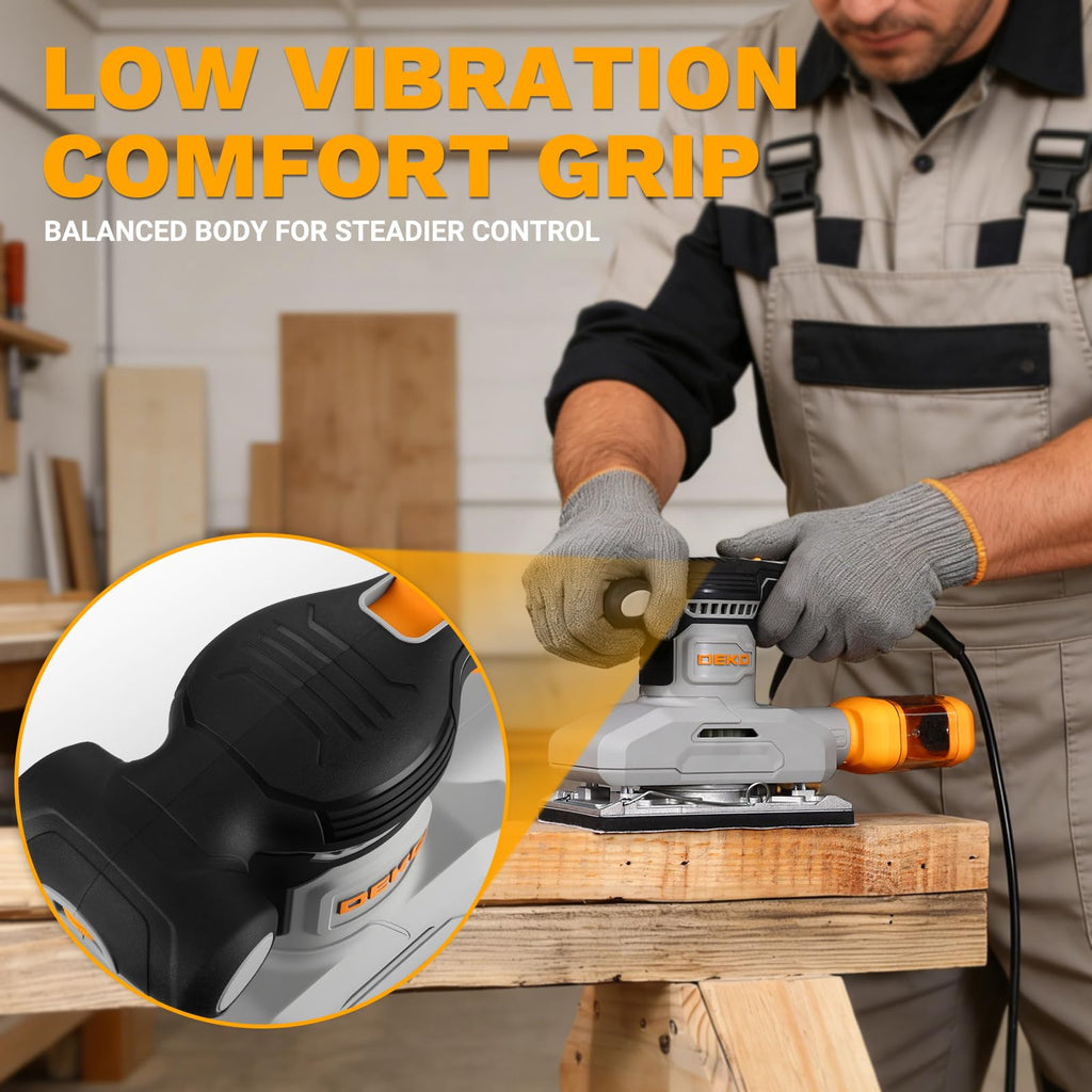 1/3 Sheet Palm Sander with 15 pcs Sandpaper and Dust Box C337108