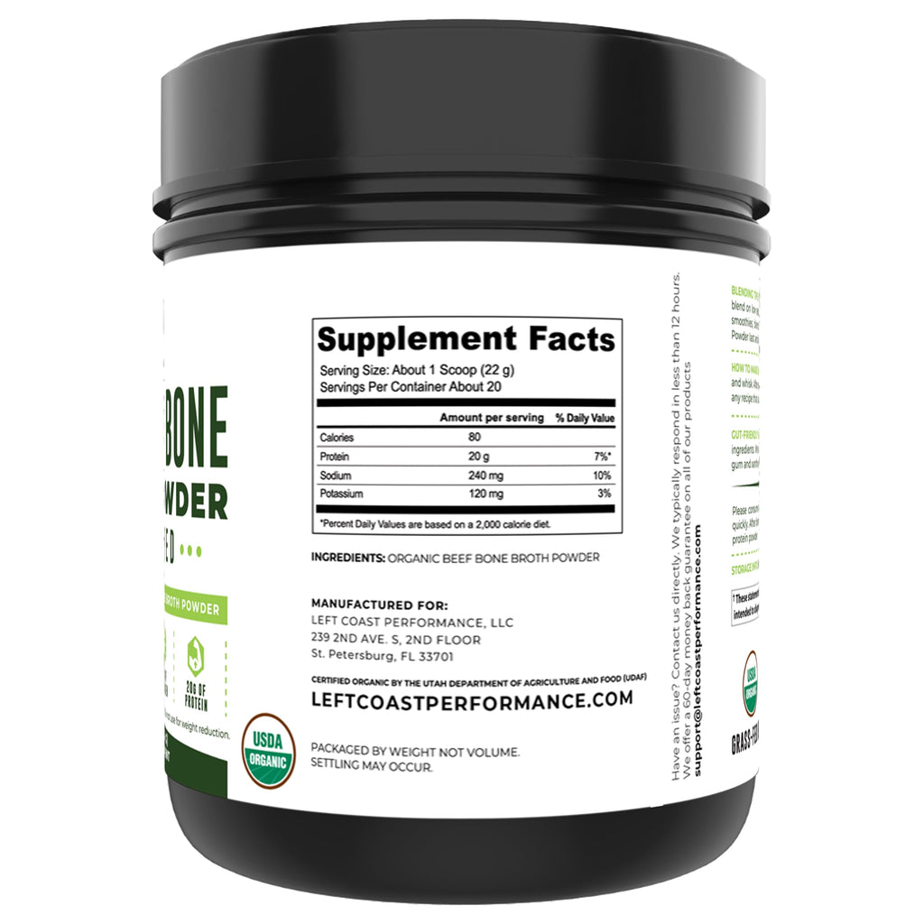Organic Grass Fed Beef Bone Broth Protein Powder 16oz S5468