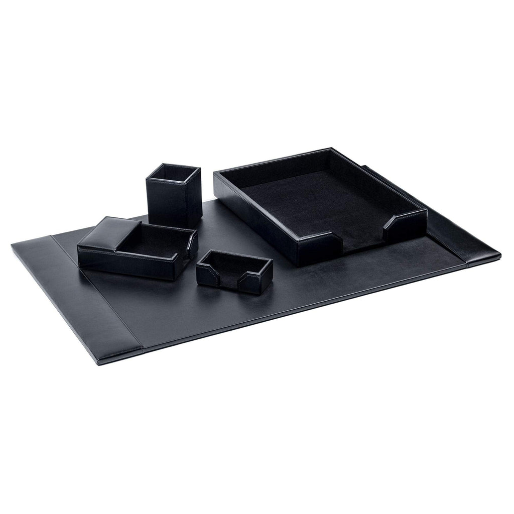 Black Bonded Leather 5-Piece Desk Set Y21825