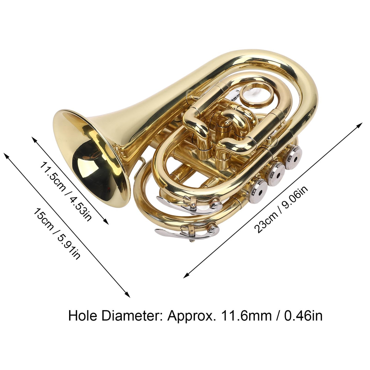 Bb Pocket Trumpet, Ni Plated Brass with 7C Mouthpiece U43846
