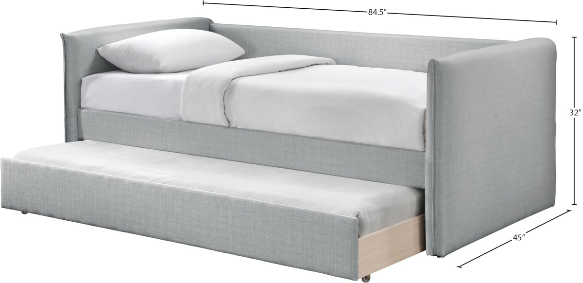Light Grey Linen Textured Twin Daybed with Trundle Z525