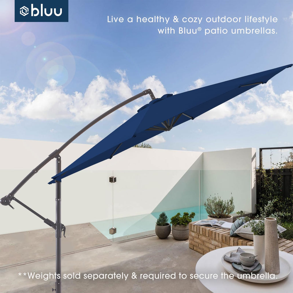 10 FT Navy Blue Patio Offset Umbrella L616